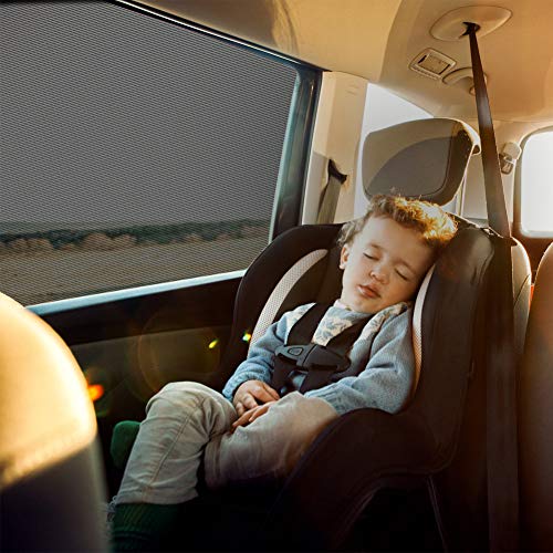 Delicacy Car Rear Side Window Sun Shade, Maximum Protect Your Baby and Kids from The Sun,UV Rays,Universal Car Mosquito Net Car Curtains Fits Most Models,Might not fit SUV's(2 Pack) - Thumbnail 6