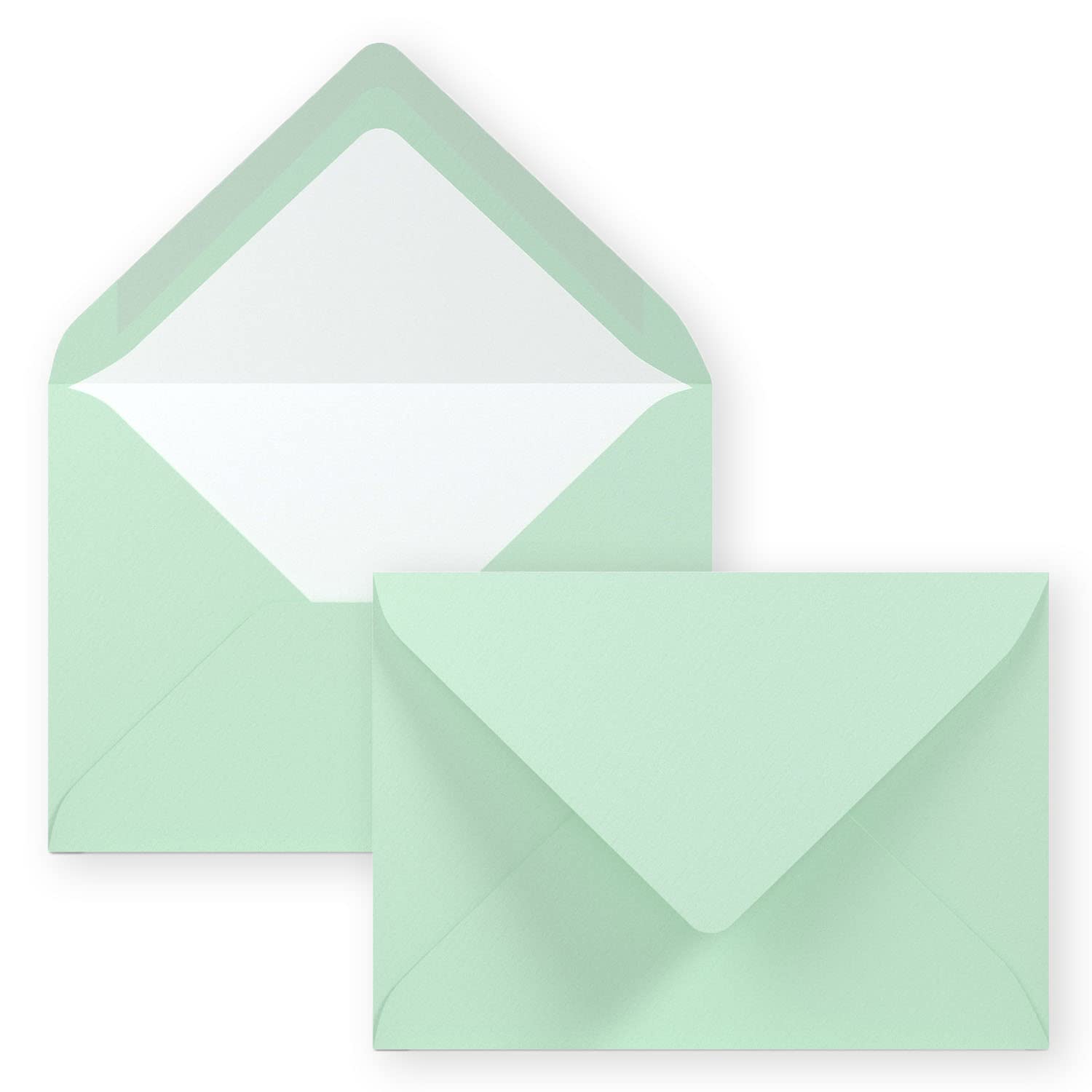 Envelopes in Mint Green Pack of 50 Letter Envelopes in DIN B6 12.5 x 17.6 cm Ribbed Paper - Silk Lining for Christmas & Festive Occasions