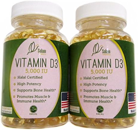 Salam Vitamins, Vitamin D3 5,000 IU, Halal Softgels, 240 count (pack of 2)