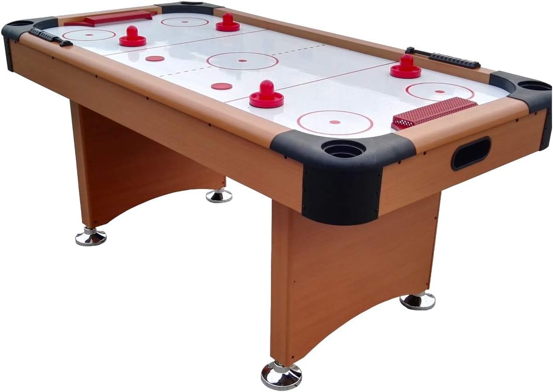 Pool Central 6' x 3' Brown, White and Red Recreational Air Hockey Game Table