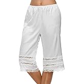 Women's Pettipant Half Slip Culotte Slip Bloomers Wide Leg Pajama Pants for Split Skirt Lace Pettipants Snip