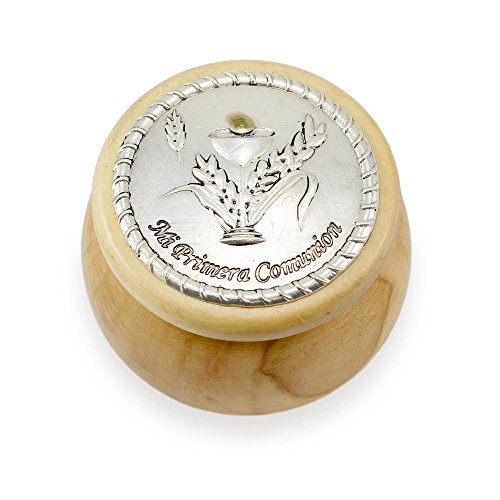 First Communion Rosary Box with Chalice and Wheat Image