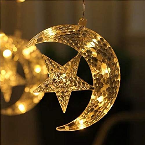 Ganenn LED Ramadan and Eid Festival Retro Stars Moon Strings Lantern Decorative for Home Festival Party Receptions Holiday Home & Bar Decor Wedding Lights (B)
