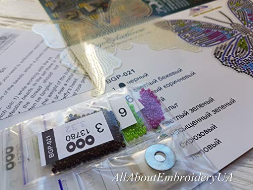 image for AllAboutEmbroideryUA Butterfly Bead Embroidery kit Counted Beaded Cros