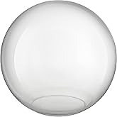Aspen Creative 28005-60-1, 6" Clear Glass Globe, Neckless for Wall Sconces, Fitter: 2-3/4"
