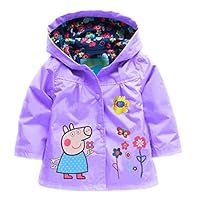 Little Girls Raincoat Waterproof & Breathable Rain Jackets (5y, Purple)