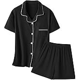 Umeyda Girls Modal Button Down Pajamas Set, 2Pj Nightwear Sleepwear for Teen Kid 2 Pcs Loungewear, Black, 11-12 Years = Tag 160