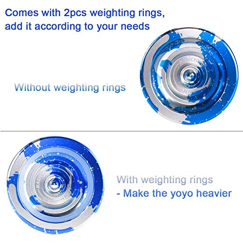 YOSTAR Yoyo Professional MAGICYOYO N11 Unresponsive Pro Yoyos Metal Yoyo Toy, + 5 Strings and Glove and Yo-yo Bag (Blue & Silver)