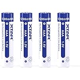 XTAR Rechargeable Lithium AAA Batteries 4Packs,1200 mWh Constant Output 1.5V Li-ion AAA Battery, 1200 Cycles for Toy Cars Too