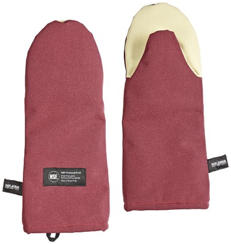 San Jamar KT0115K Kool-Tek Nomex Puppet Temperature Protection Oven Mitt with Kevlar, 15" Length, Red