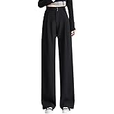 Betusline Women's Wide Leg Long Dress Pants High Waisted Business Casual Straight Office Trousers.X-Small-XX-Large