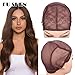 FU SHEN Large Wig Caps for Women for Making Wigs Brown Double Lace Ventilated Wig Caps for Making Wigs with Adjustable Straps and Combs Glueless Wig Cap for Big Head for Women(Brown, L)