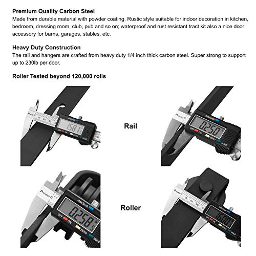FaithLand 12FT Double Sliding Barn Door Hardware Track Kit for Wood