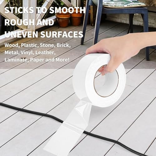 2 Roll White Duct Tape Heavy Duty Waterproof, 7.5 Mils Thickness Strong Adhesive Sticky, No Residue, Easy Tear by Hand for Home Repairs Indoor Outdoor Crafts Packing HVAC (White, 5cm*10m)