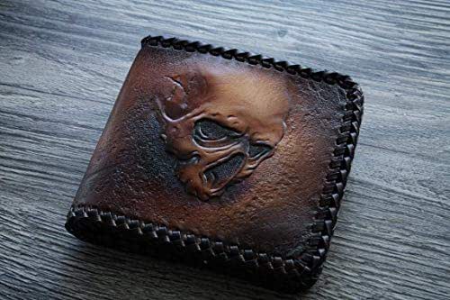 Amazon.com: Skull wallet Skeleton, Genuine Leather wallet, biker wallet, Men's wallet, Hand 