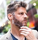 Transparent Beard Shaping Tool by Sharpiz | All in 1 Advanced Stencil Template Shaper | Works with Trimmer, Razor, Clippers | Lineup Pencil and Shaping Guide Included for Perfect Styling and Grooming