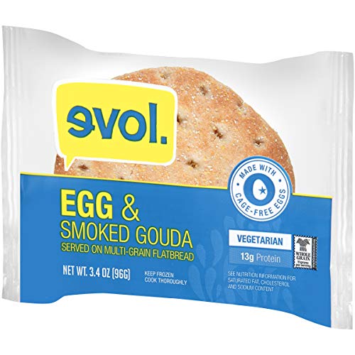 EVOL Egg and Smoked Gouda Breakfast Sandwich, 13 Grams of Protein Per Serving, 3.4 Ounce (Frozen)