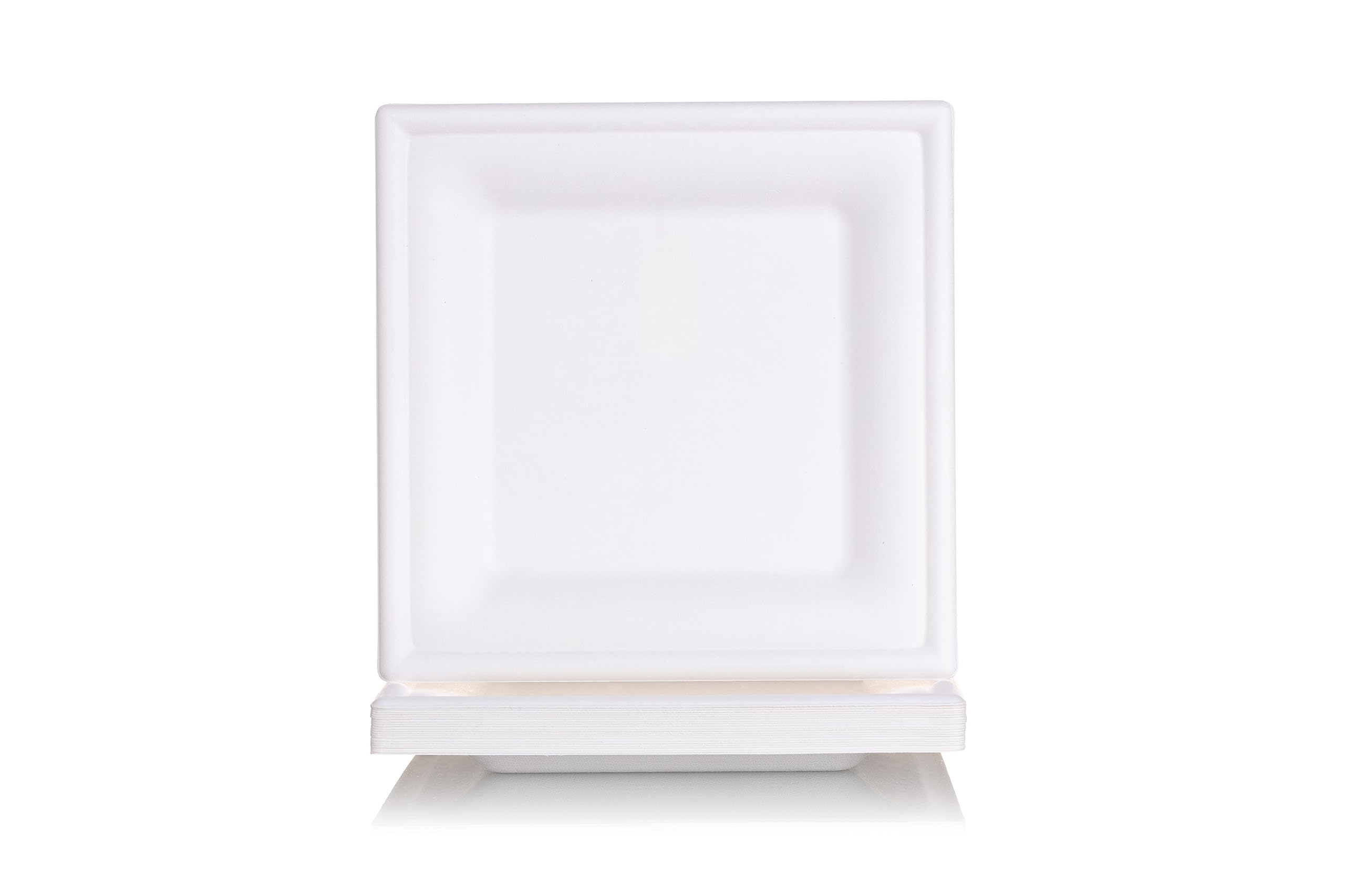 GoCoPack Bagasse Plates: Pack of 125-20cm X 20cm White Bagasse/Sugarcane Medium Square Plates - Eco Friendly 100% Biodegradable and Home Compostable (20cm X 20cm Medium Square Plates - Pack of 125)