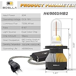 Boslla H4/9003 LED Headlight Bulb, 3 Color 3