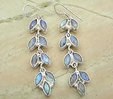 11.80ctw, Genuine Rainbow Moonstone & 925 Silver Plated Dangle Earrings
