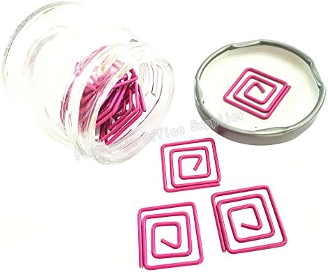 15 pcs Square Shape Paper Clip, Rose Red Creative Cute Styling Profiled Shape Paper Clip, Bookmark Memo Clip for Office &amp; School Supplies