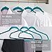 MIZGI Premium Velvet Hangers (50 Pack) Heavy Duty - Non Slip Felt Hangers - Velvet Suit Hangers Teal - Rose Gold Hooks,Space Saving Clothes Hangers