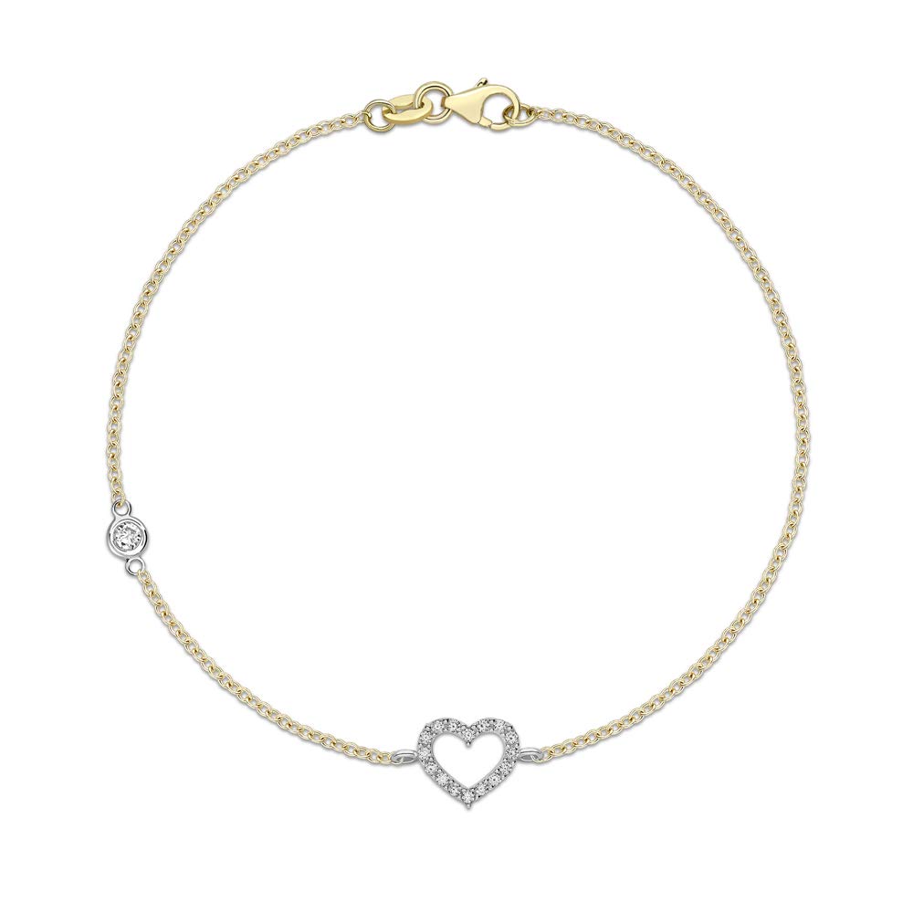 CARISSIMA Women's 9 ct Gold Two Colour Cubic Zirconia Open Heart Bracelet