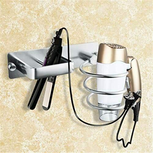Ranoff Sliver Metal Wall Hair Dryer Holder Cupboard Straighteners Storage Stand Rack Christmas Family Decorations (Silver)