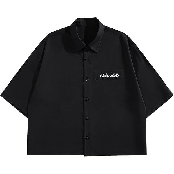Amazon.com: GORGLITTER Men's Striped Boxy Copped Shirt