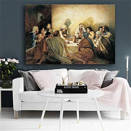 Rjjwai Last Supper Da Vinci Famous Oil Painting On Canvas Posters and Prints Scandinavia Nordic Art Wall Picture for Living Room Decor Bedroom Decor 60x90cm