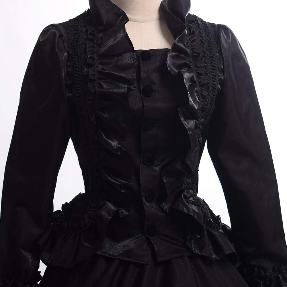 GRACEART Womens Medieval Victorian Fancy Dresses with Crinoline Palace Royal Masquerade Vintage Costume (XL, Black) - Image 5