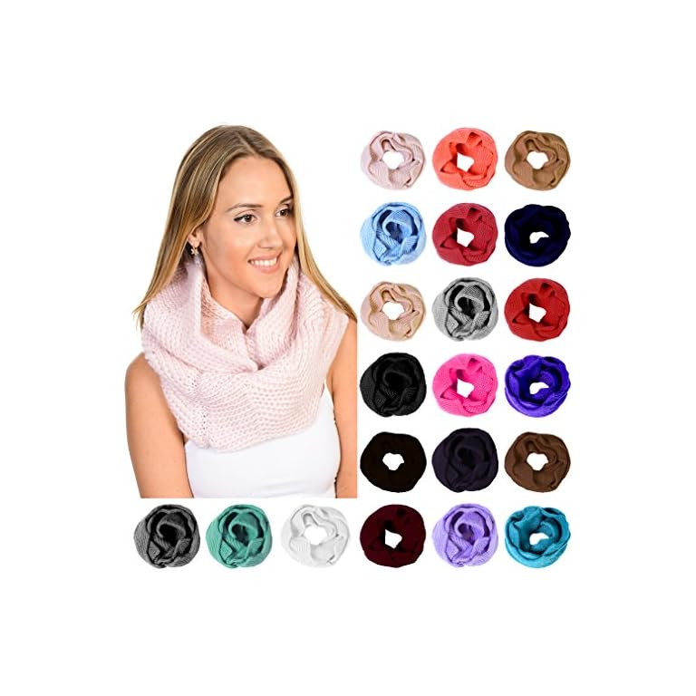 Basico Women Winter Infinity Scarf Warm Knitted Circle Loop Various