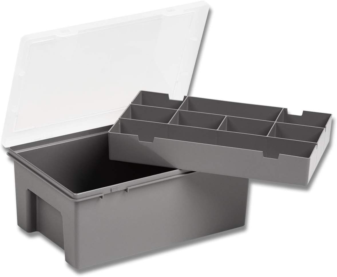 Wham 3 04 01 Plastic Organiser Deep Storage Box 8 Division Tray