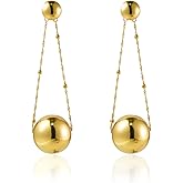 Boho Big Metal Chunky Hoop Women Earrings Ball Beads Dangle Earrings Bohemia Gold Statement Fashion Jewelry for Women