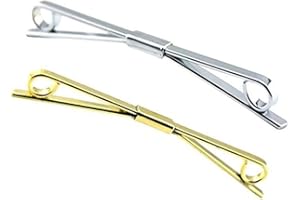 ESOWEMSN 2pcs (gold+silver) Tie Collar Bar Pin Collar Bar Shirt Clip Men's Shirt Suit Plated Metal Collar Pin Best for Gentlemen (2)