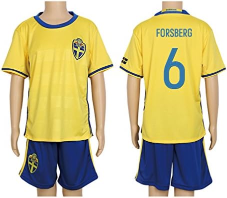 2016 UEFA Euro #6 Forsberg Yellow Home Kids Soccer Jersey & Short Kit Set