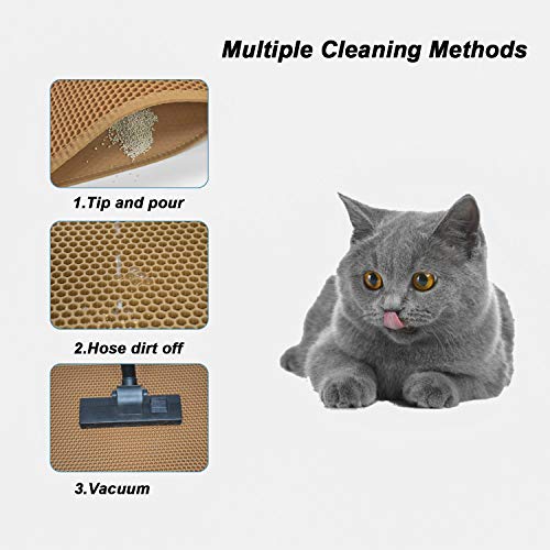 Pieviev Cat Litter Mat Double Layer Waterproof Urine Proof Trapping Mat