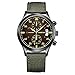 YISUYA Chronograph Quartz Wrist Watch with Date Waterproof Japanese Movement Watch Army Green Nylon Band Gift for Men