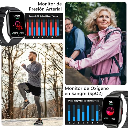 ZOSKVEE Smart Watch Women Men, [Two Straps] Bluetooth Call, 2 Inch Sports Smartwatch with Blood Pressure, 100+ Sports, Heart Rate, DIY Dials, for iOS Android