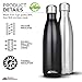 Modern Innovations 17 Ounce Stainless Steel Water Bottles, Vacuum Insulated Double Walled Leak Proof Sports Water Bottle, 2 Pack, Black and Chrome
