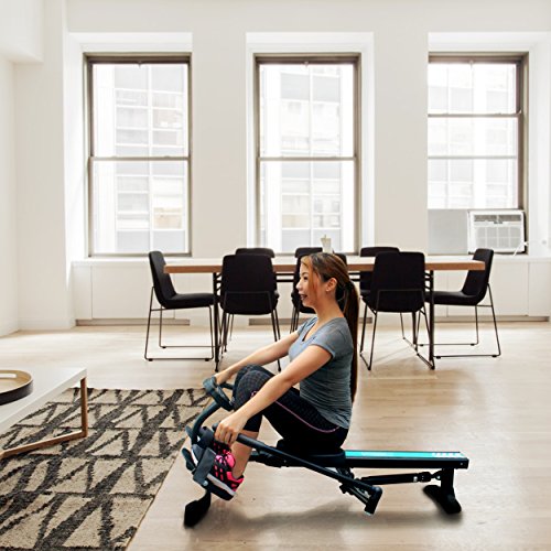 Harvil Hydraulic Rowing Machine Adjustable Resistance with Folding Arms, LCD Monitor & Safety Straps