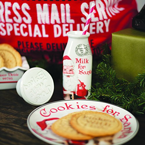 Fitz & Floyd 3 Piece Letters to Santa Collection Milk & Cookie Press, Red/White - Thumbnail 4