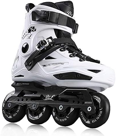 GFF SHOP Fancy Straight Row Single Row, Roller Skates Roller Skates Roller Skates Adult Men and Women Flat Flower Pulley Shoes,White