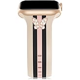 Designer Band with Charms Decor Compatible with Apple Watch Band 38mm 40mm 41mm 42mm 44mm 45mm 46mm 49mm Women Men, Stylish Silicone Sport Wristbands for iWatch Series 11 10 9 8 7 6 5 4 3 2 1 SE/3 Ultra 2/3