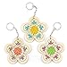 Baker Ross Ltd Wooden Flower Cross Stitch Keyring Kits for Beginners (Pack of 5) Embroidery Set with Thread for Kids