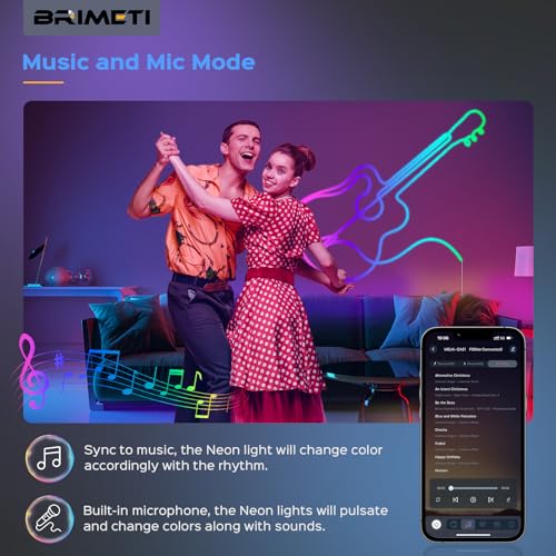 BRIMETI 15 m RGB Neon LED Strip Multi-Coloured App Control 220 V Flexible Waterproof Cuttable Music Sync LED Strip Light for Indoor Outdoor Use