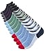 Men's Thin Low Cut Socks 6 Pack No Show Casual Cotton Socks Anti-slip Colorful