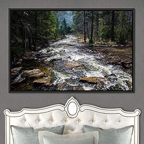 signwin Framed Canvas Wall Art Forest Waterfalls Group...