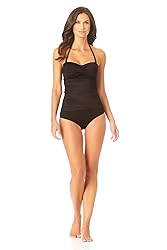 Anne Cole Women's Solid Twist Front Shirred Bandeau