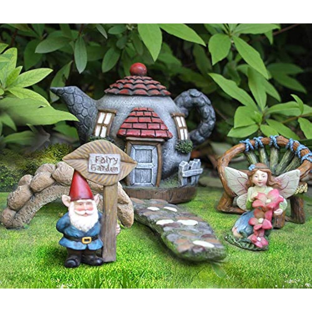 Fairy Garden Gnome Accessories Kit Hand Painted Miniature Teapot
